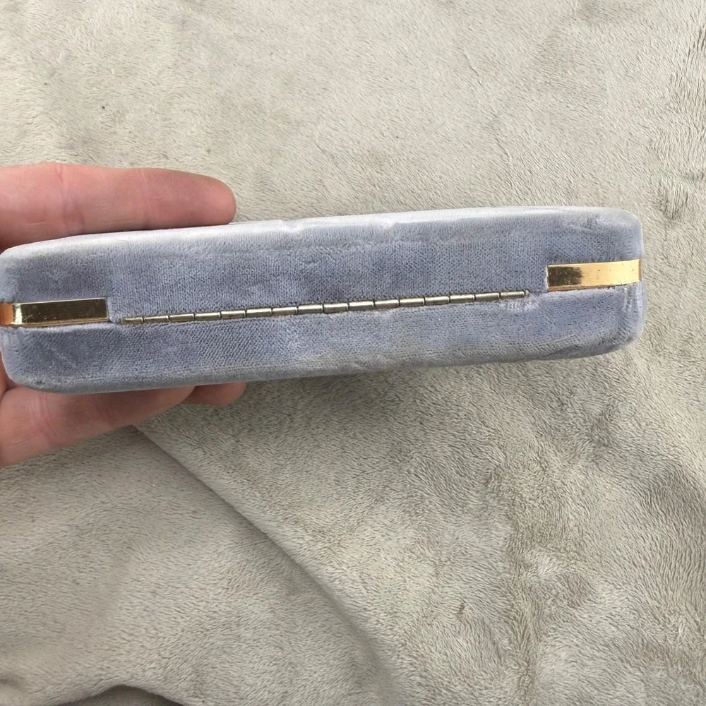 Vintage Taylor Maid Display Box Grey Velvet Gold‎ Trim Rectangular